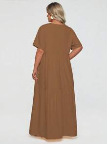Breezaya Robe maxi extra longue avec volants pour femmes grandes tailles - Kaki - Voir 2