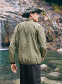 In My Nature Men's Thin Zip Up Stand Collar Outdoor Sports Jacket For Hiking - Army Green - View 2