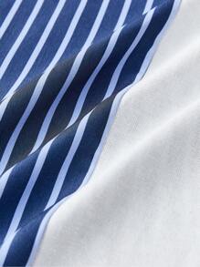 Manfinity RebelGame 男士編織休閑條紋拼接長袖襯衫 - 彩色 - 查看 3