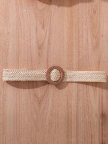 Tween Girl Ruffle Trim Mid-Length Dress With Turn-Down Collar And Woven Belt - Pink - View 3