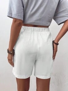 SHEIN JORESS Women's Solid Color Shorts With Button Decoration
