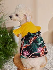 PETSIN Holiday Style Color Block Yellow Floral Pet Skirt - Yellow - View 4