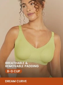LUVLETTE Dream Curve 2ndSkin Wireless Plunge Lounge Silicone No Show Bra - Green - View 2
