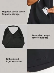 GLOWMODE 18l尼龍防水可換口袋手提袋,刺繡標識,適合旅行和日常休閒使用 - 黑色 - 查看 3