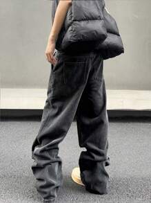 Manfinity Hypemode Men's Wide-Leg Loose-Fit Jeans With Slanted Pockets