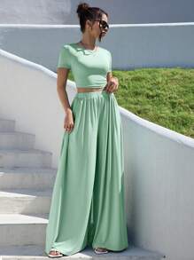 SHEIN Essnce Summer Two Pieces Outfit - Green - View 3
