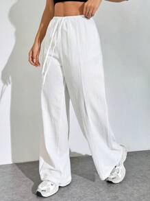 SHEIN EZwear Hose Mit Weitem Bein Und Kordelzug