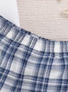 Conjunto De Camiseta De Manga Corta Y Pantalón Corto De Cuadros Para Bebé Niño En Verano