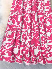 Falda maxi de mujer EARO con estampado floral y cintura elástica, estilo de vacaciones - Rosa Fucsia - Ver 3