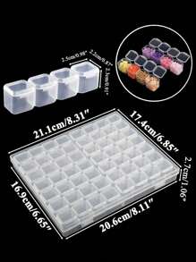 1/2 Pcs 28/56 Grids Clear Painting Storage Box, Fake Nail Storage Box, Nail Art Tool Jewelry Storage Box Empty Clear Nail Art Decoration Plastic Display Case Organizer For Nail Accessory, Earrings, Necklaces Rings Jewelry Beads