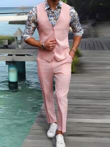 Manfinity AFTRDRK Men Fashion Pink Party Dinner Suit Set - وردي - مشاهدة 6