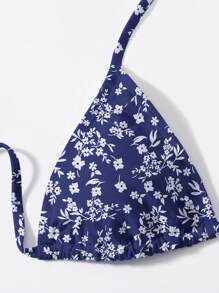 Swim Mod Top de bikini triangular halter de moda con diseño impreso para mujer de verano en la playa - Multicolor - Ver 4