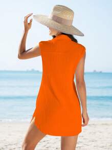 Swim Vcay 女士夏季服装 女士纯色翻领罩衫 适合夏季海滩