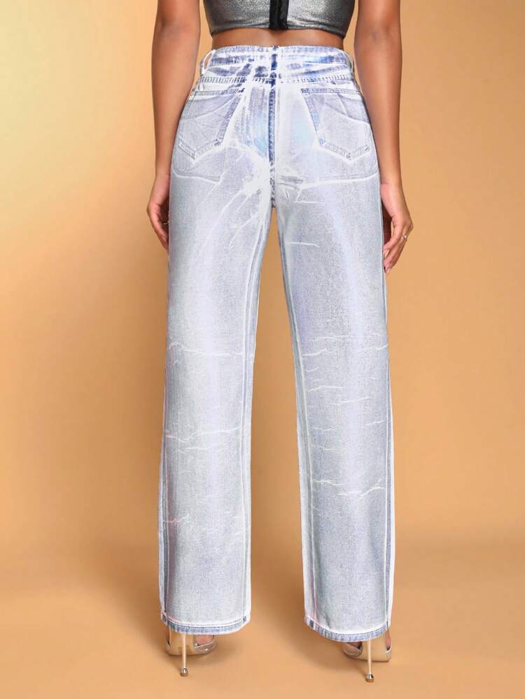 Men's Water Wash Straight Leg Jeans