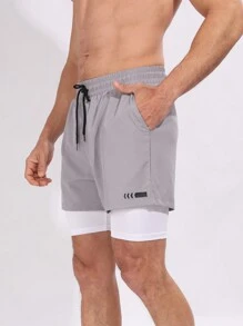 Quần short thể thao thời trang mùa hè Boyfriend Style dành cho nam, quần short màu xám - Xám - Xem 6