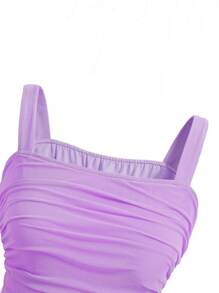 Set aus plissiertem ärmellosem Top und besticktem Rock für Teenager Mädchen einfarbig