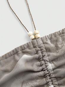 ROMWE Hippie Top a canotta con scollo alla halter, orlo asimmetrico in pizzo, alla moda per l'estate, da donna - Bianco - Visualizzare 3