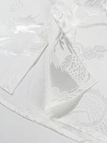Manfinity Homme Nam Mùa hè giản dị Rồng Trung Quốc Dệt hoa Ngắn tay Áo sơ mi - trắng - Xem 8