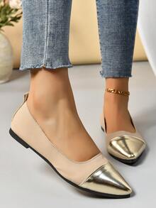 女款雙色尖頭平底鞋,精靈風格萬能平底鞋 - 彩色 - 查看 2