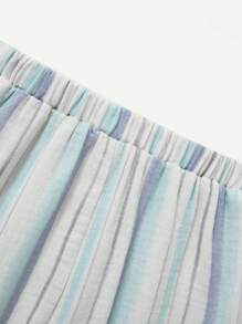 Cozy Pixies 嬰兒男孩條紋加領釦扣襯衫和休閒短褲套裝 - 綠色 - 查看 6