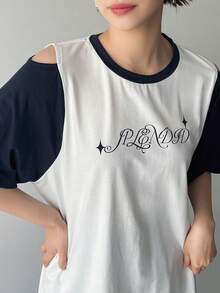 FRIFUL Lỏng lẻo Phù hợp Hai âm Xu hướng: Cắt giảm Áo thun Cho mùa hè - trắng - Xem 6