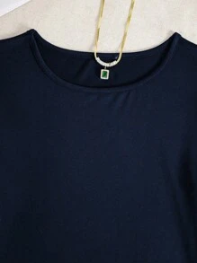 INAWLY Ladies' Plain Long Sleeve Bodysuit - Navy Blue - View 5