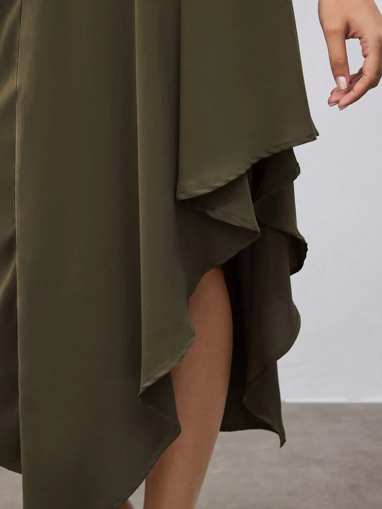 Plus Size Women's Casual Versatile A-Line Skirt With Drape Design