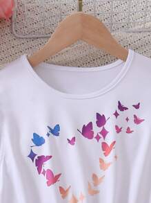 Vestido para niña preadolescente con mariposas y flores en 3d, cómodo y con estilo, para un toque de vitalidad - Azul - Ver 8