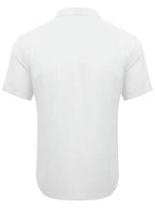 Nam Chất rắn Vá Túi Áo sơ mi - trắng - Xem 2