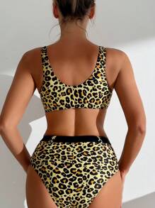 SHEIN Swim Women's Beach Vacation Leopard Print Bikini Set With Separated Top And Bottom Summer - Multicolor - View 2