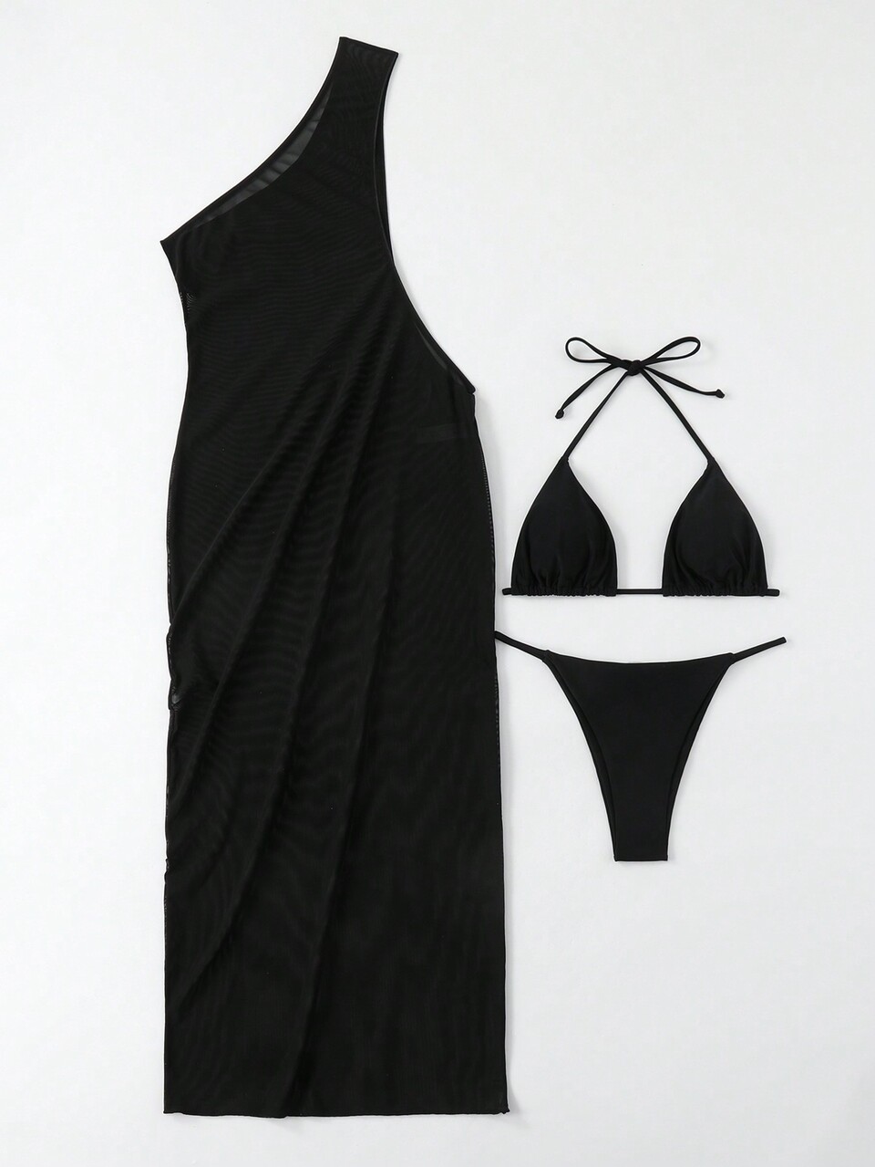 Ladies' Plain Semi-Transparent Fashionable Swimwear Set Summer
