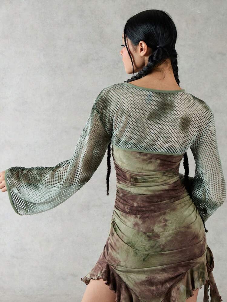 Women's Ombre Crop Top Made Of Mesh Fabric