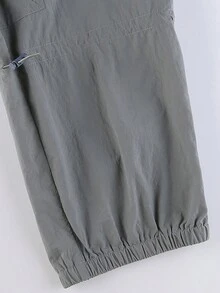 NVFelix Quần Cargo trơn màu thu mới cho nữ | Cạp chun rút + Túi bo gấu, tiện dụng và thời trang - Xám - Xem 4