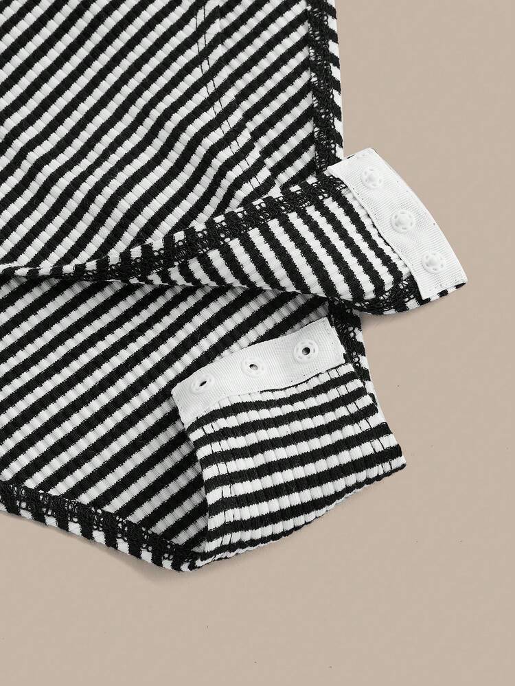 Women's Striped Knit U-Neck/Square-Neck Plus Size Bodycon Bodysuits, 2pcs/Set Suitable For Summer