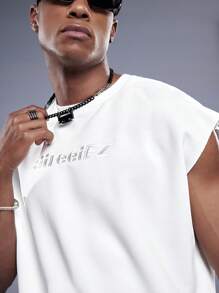 Manfinity VCAY Camiseta De Punto Sin Mangas De Cuello Redondo Para Hombre Con Bordado De Letras - Blanco - Ver 5