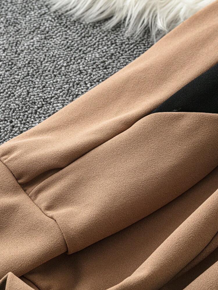 Plus Size Women's Spring And Autumn Color Block Zipper Front Stand Collar Long Sleeve Casual Jacket Fall Cloth For Women