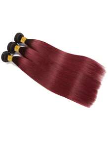 3Pcs Burgundy Bundles Colored Human Hair Ombre Bundles 1B/burg 100% Unprocessed 2 Tone Ombre 3 Bundles Human Straight Hair Extension for Women