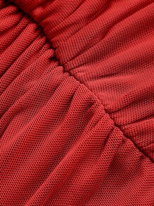 SHEIN ICON Váy bó sát tua rua rong biển bất đối xứng thời trang dành cho nữ - Đỏ - Xem 4