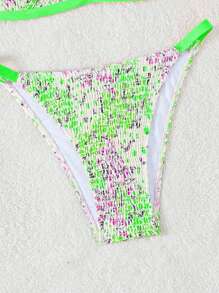 SHEIN Swim Summer Beach Ditsy Floral Printed Halter Neck Bikini Set - Multicolor - View 5