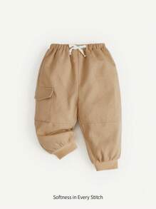 Cozy Pixies Baby Boy Flap Pocket Side Knot Front Trousers - Khaki - View 1
