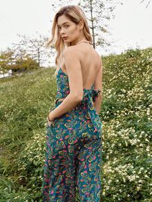 Bohemela Vacation Paisley Print Strapless Top And Long Pants Set - Multicolor - View 2