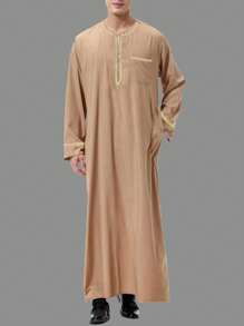 Áo sơ mi dài tay cổ bẻ khóa kiểu Trung Hoa cho nam - Màu Khaki - Xem 4