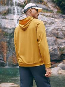 In My Nature Men's Fashionable Long Sleeve Hooded Outdoor Sweatshirt - Mustard Yellow - View 2
