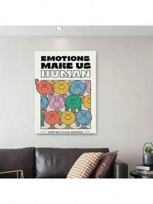 1入/組可愛卡通表情符號海報,壁藝,壁飾,帆布藝術,畫作壁畫沙發客廳海報臥室油畫,不附框架