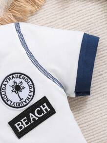 Conjunto De Camiseta De Manga Corta Y Pantalón Corto De Cuadros Para Bebé Niño En Verano