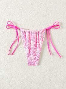 Swim Mod Ladies' Summer Beach Fashionable Lace Bikini Bottom - Pink - View 2