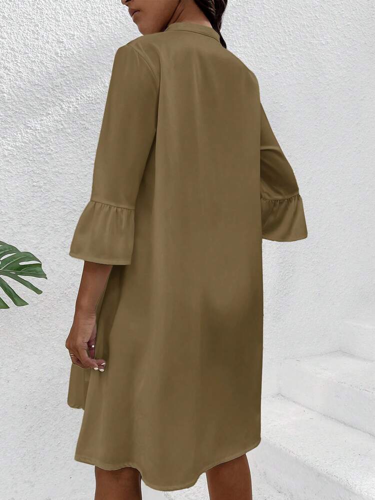 Maternity Women's Elegant Solid Color Loose Mid-Calf Length Dress