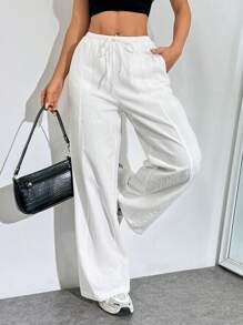 SHEIN EZwear Hose Mit Weitem Bein Und Kordelzug