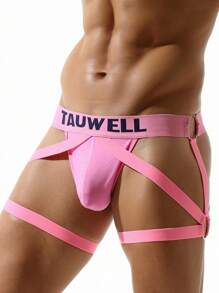 DrisQ Nam Gợi cảm Thiết kế chéo In thư Đồ lót Với Dệt Dây đeo - Hồng - Xem 4