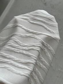Breezaya 女性純色紋理v領蝙蝠袖t恤 - 白色 - 查看 7